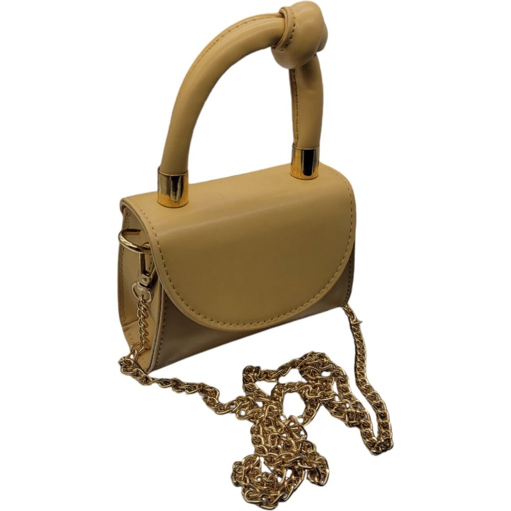 Women's Hand Bag Fashion Accessory With Yellow Gold Plated Non Adjustable Strap